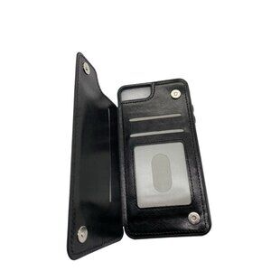 iPhone 7 Plus Wallet Case Black 2-In-1 Design Multiple Card Slots Magnetic Closu